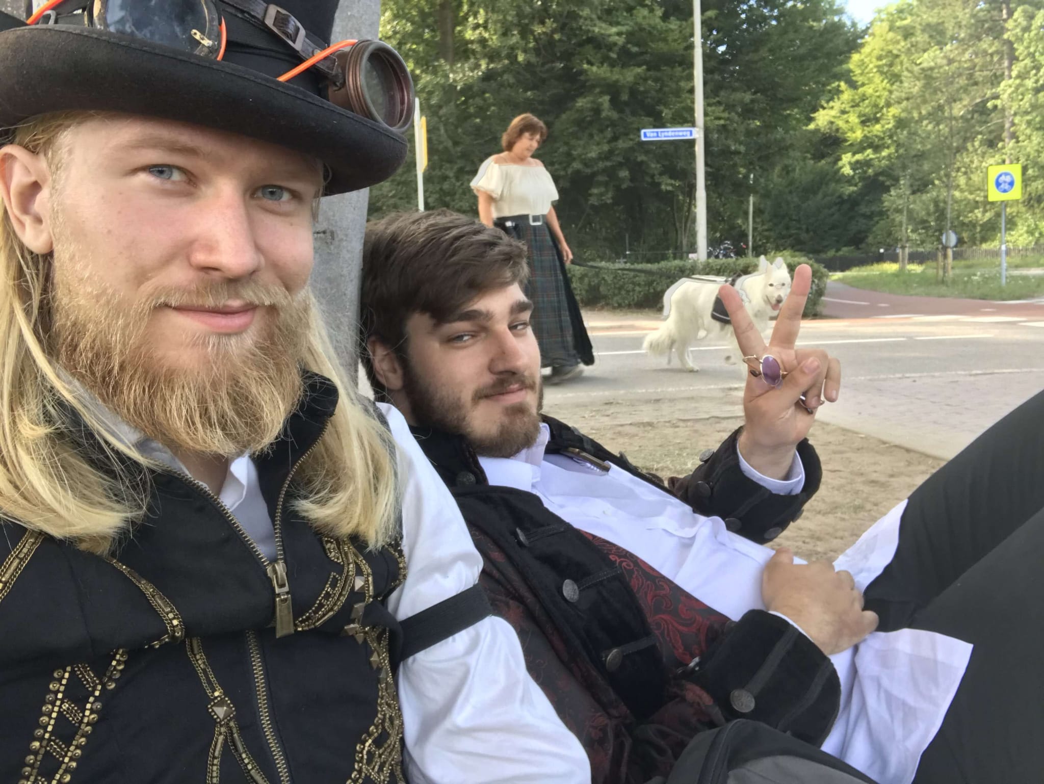 Harley Lafeber in costume at an outdoor event